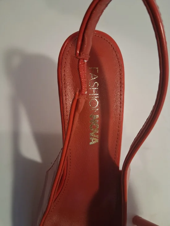 Fashion Nova Red Pointed Slingback Stiletto Heels - Picture 7 of 7